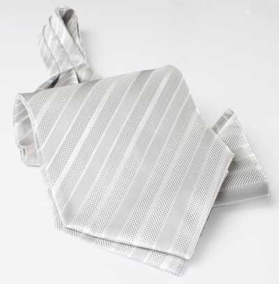 AS-943 Japanese-made Silk Ascot Tie, Striped Gray