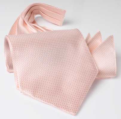 AS-984 Japanese-made Silk Ascot Tie, Pique Pattern, Pink