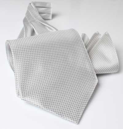 AS-985 Japanese-made Silk Ascot Tie, Pique Pattern, Gray