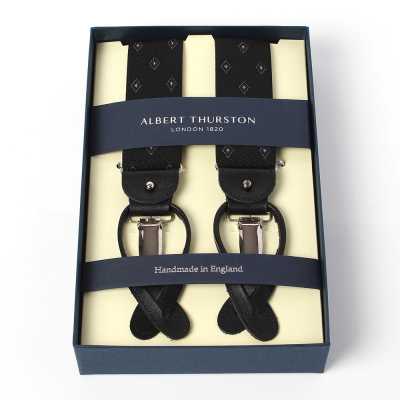 AT-14 Albert Thurston Suspenders Diamond Pattern 35MM Black