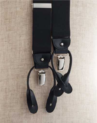 AT-BLACK Albert Thurston Suspenders Black Solid 2-Way Type