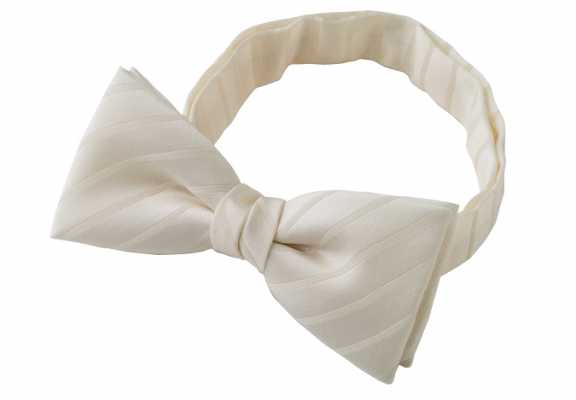 BF-110W Made In Japan Silk Wool Bow Tie, Striped, Off-White