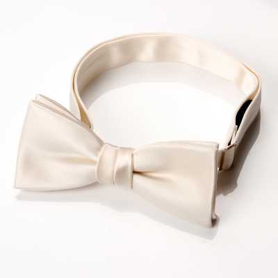 BF-203 Bow Tie Made With Premium Silk Facing Fabric, Off-white