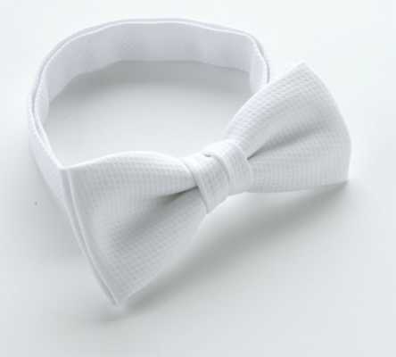 BF-W White Cotton Pique Bow Tie