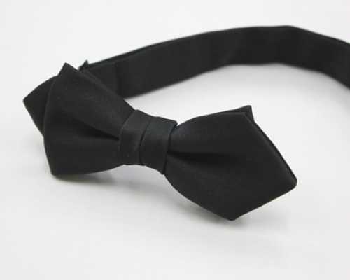 BFK-106 Premium Material Silk Satin Diamond Bow Tie Black