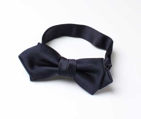 BFK-107 Premium Material Habutae Fabric Wing Bow Tie, Navy