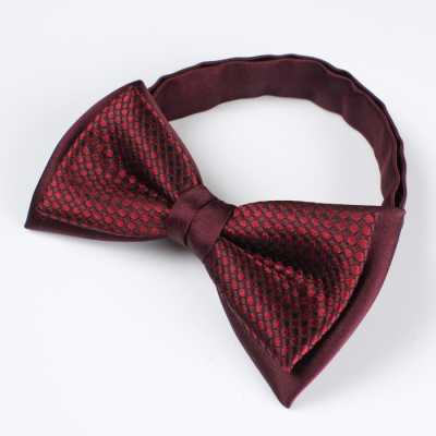 BFS-987 Combination Bow Tie, Burgundy, Pique Pattern, Silk, Made In Japan