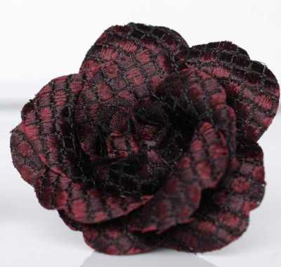 BTA-987 Made In Japan Silk Jacquard Boutonniere, Kanoko Pattern, Burgundy