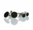 CB-1 Formal Cuffs &amp; Stud Set Onyx Gold &amp; Silver Round