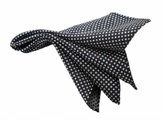CF-153 Japanese-made Silk Pocket Square, Komon Pattern, Navy Blue