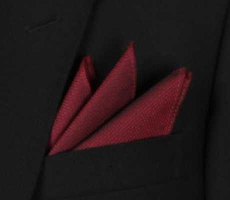 CF-302 Japanese-Made Silk Pocket Square, Komon Pattern, Maroon