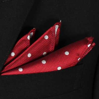 CF-600 100% Japanese Silk Pocket Square, Dot Pattern, Red