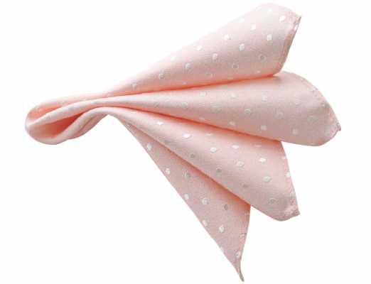 CF-974 Japanese-made Silk Pocket Square, Pink Polka Dot Pattern