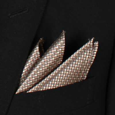 CF-992 Made In Japan 100% Silk Pocket Square, Kanoko Pattern, Brown