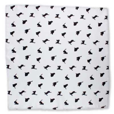 CF-CAT-GR Silk Print Handkerchief Cat Motif Gray