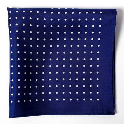 CFD-5NV Dot Print Silk Handkerchief, Navy Blue