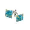 CL-1 Cufflinks Square Blue &amp; Yellow