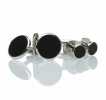 E-1 Formal Cuffs &amp; Stud Set Onyx Silver Round