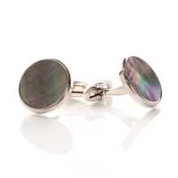 E-2 Formal Cuff & Stud Set Black Mother Of Pearl Shell Silver Round[Formal Accessories] Yamamoto(EXCY) Additional Images