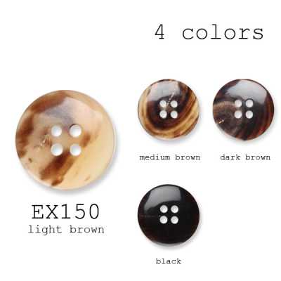 EX150 Made In Japan 4-Hole Genuine Water Buffalo Buttons For Suits And Jackets, Lens Shape [Outlet]