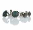G-2 Formal Cuff &amp; Stud Set Black Mother Of Pearl Shell Silver Octagonal Type