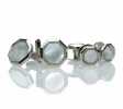 G-3 Formal Cufflinks And Studs Set, Mother Of Pearl Shell Silver Octagonal