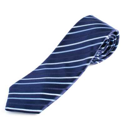 VANNERS Textile Used Handmade Tie Striped Pattern Navy Blue