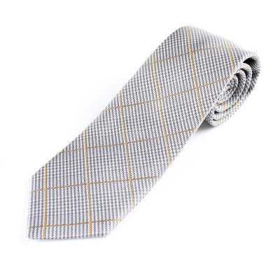 HVN-19 Handmade Necktie, Glen Check Pattern, Light Gray, Made With VANNERS Fabric
