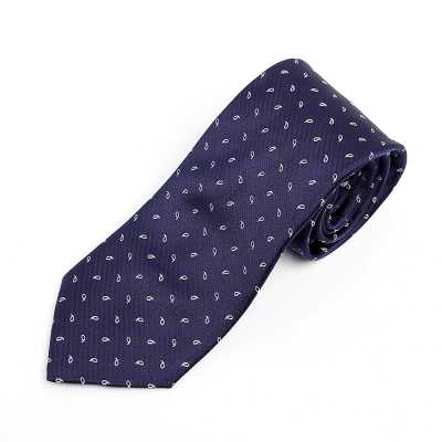 HVN-23 Handmade Tie Using VANNERS Fabric, Paisley Dot Pattern, Navy Blue
