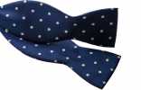 MT-602 Japanese Silk Hand-tied Bow Tie, Blue Polka Dot