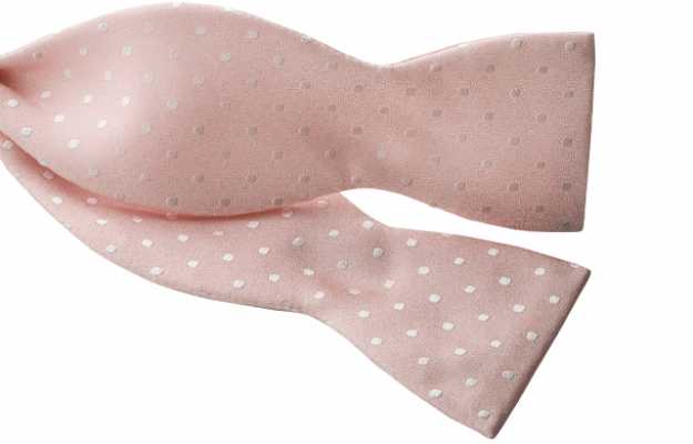 MT-974 Japanese-made Silk Self-tie Bow Tie, Pink Polka Dot