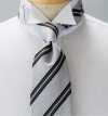 NE-27 Formal Tie Made In Japan Silver Wide Stripe