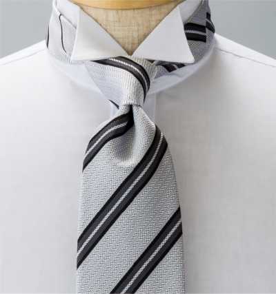 NE-27 Made In Japan Formal Necktie Silver Wide Stripe
