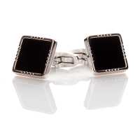 P-1 Sterling Silver Formal Cufflinks & Stud Set Onyx Silver Square[Formal Accessories] Yamamoto(EXCY) Additional Images