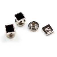 P-1 Sterling Silver Formal Cufflinks & Stud Set Onyx Silver Square[Formal Accessories] Yamamoto(EXCY) Additional Images