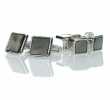 P-2 Pure Silver Formal Cufflinks And Studs Set, Mother Of Pearl Shell Silver Square Type