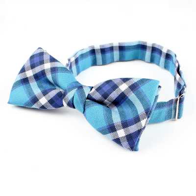 RBF-03 Bow Tie Made With British Ringhart Fabric, Check Pattern, Green/blue