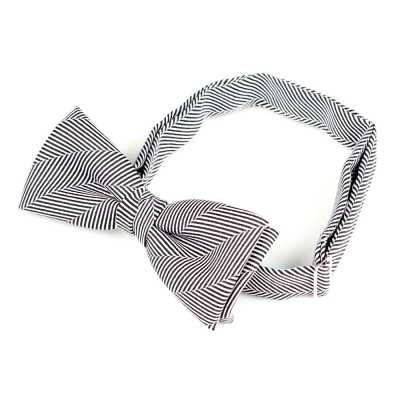 RBF-06 Ringhart Fabric Made In UK Herringbone Pattern Black Bow Tie
