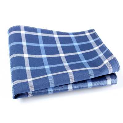 RCF-4118-06 Handkerchief Made With British-made Ringhart Fabric, Navy Blue Block Check