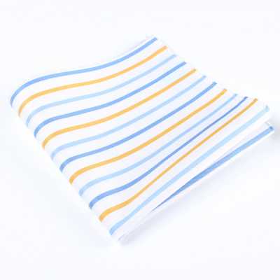 RCF-6258-11 Pocket Square Made With British Ringhart Fabric, Pencil Stripe Pattern, White/yellow