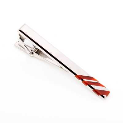 TB-2 Made In Japan Tie Bar, Regimental, Red Agate