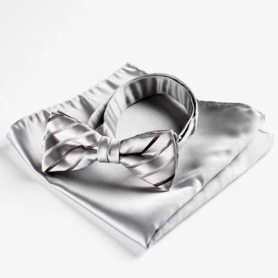 VBF-03 VANNERS Textile Used Bow Tie Striped Pattern Light Gray