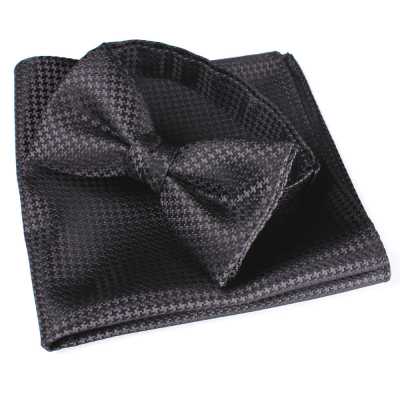 VBF-08 Bow Tie In VANNERS Fabric, Houndstooth Pattern, Black