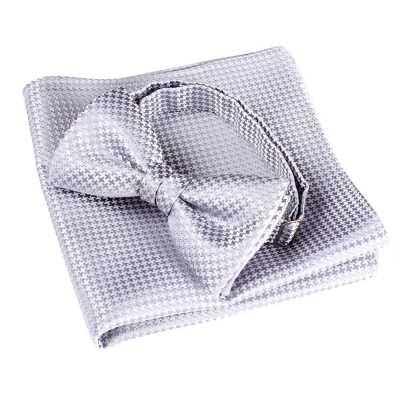 VBF-10 Bow Tie Made With VANNERS Fabric, Houndstooth Pattern, Light Gray
