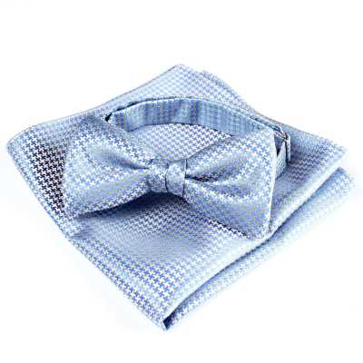 VBF-12 Bow Tie Made With VANNERS Fabric, Houndstooth Pattern, Sax Blue