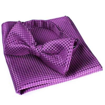 VBF-14 Bow Tie Made With VANNERS Fabric, Houndstooth Pattern, Purple