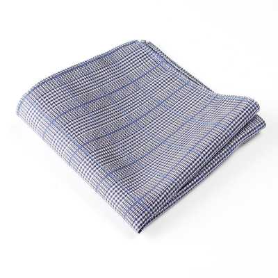 VCF-16 Pocket Square Made With VANNERS Fabric, Glen Check, Blue Gray