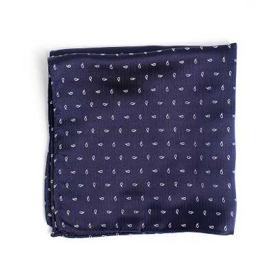 VCF-23 Pocket Square Made With VANNERS Fabric, Paisley Dot, Navy Blue
