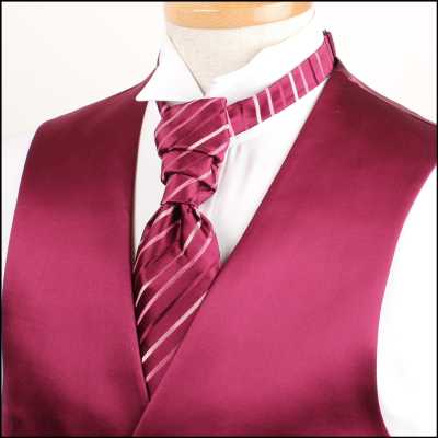 VYT-02 British VANNERS Silk Striped Wine Ascot Tie (Euro Tie)