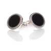 A-1-C Sterling Silver Formal Cufflinks Onyx Silver Round